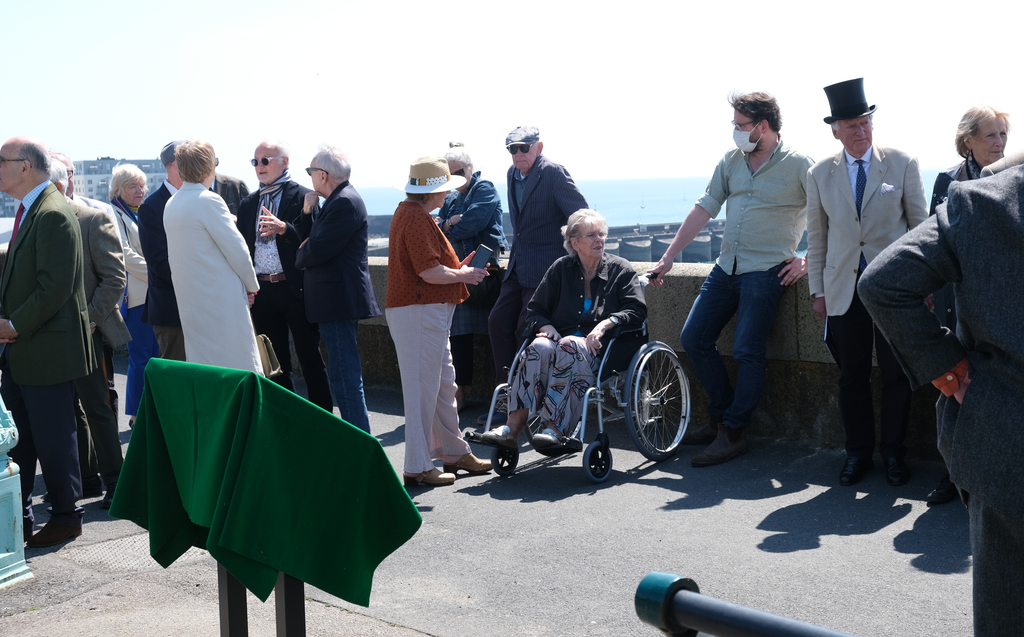 Members of The Kemp Town Society gathered to witness the unveiling of the commemorative plaque